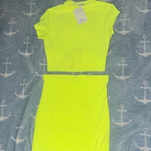 Vibrant Lime Women's Skirt Set